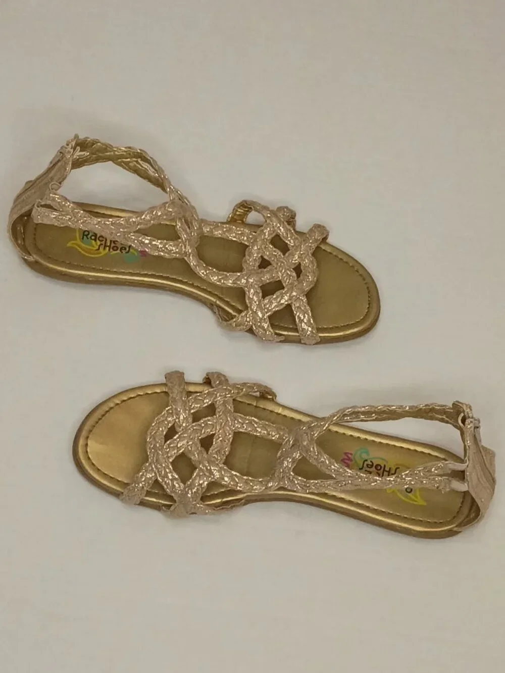 Rachel Shoes Girls Sandals Size 4 | Gold Glitter Back Zip Dress Shoes